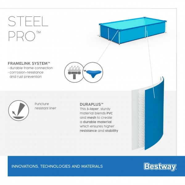Каркасный бассейн Bestway 56401 BW, Steel Pro 221х150х43см, 1200л фото 6